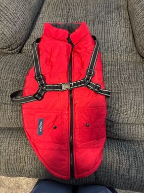 Nautica Red Puffer Dog Coat